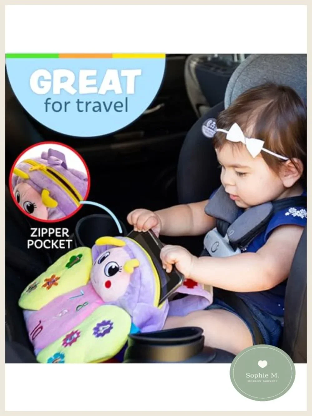 Educational Toddler Backpack Plush Activity Toy with Buckles